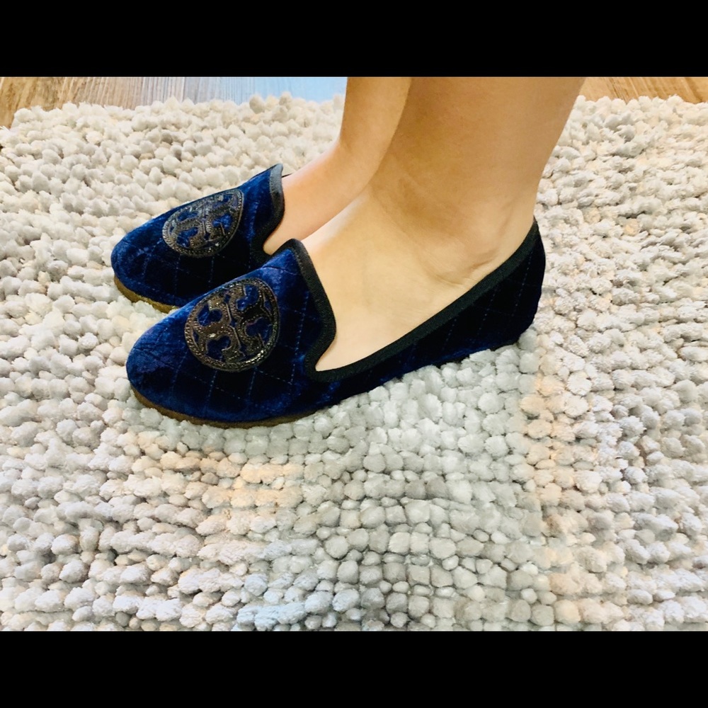 Tory Burch Billy Quilted Slipper Smart Velvet Sz 6